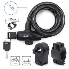 Zámek lano i s držákem i pro koloběžky s klíčem 105cm