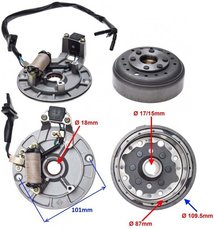 Stator cívka zapalovací+rotor Pitbike 110cc 125cc