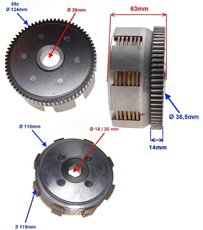 Spojka 69zubová 6lamelová KINGWAY CHOPPER 150