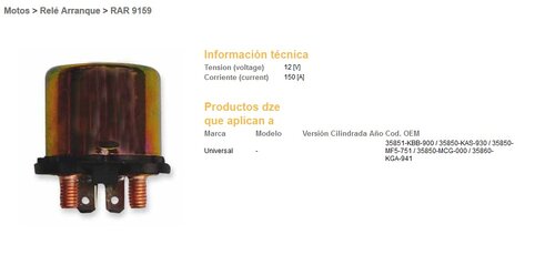 Startovací relé univerzální 150A