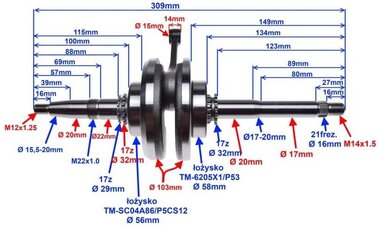 Klikový hřídel GY6-B GY7 Znen BN157QMJ