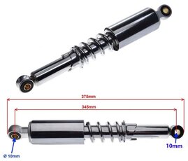 Tlumič pro skútry a motocykly 345mm 10mm oko nastavitelný