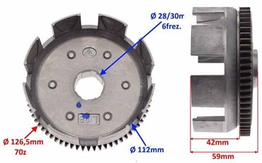 Koš spojkový pro motory CG200 70zubů