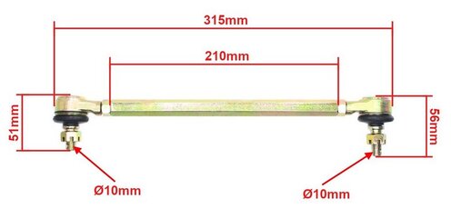 Řídicí čepy M10 s tyčí pro ATV 315mm