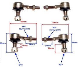 Řídicí čepy s kuželem 11/12mm M10 sada levý+pravý závit
