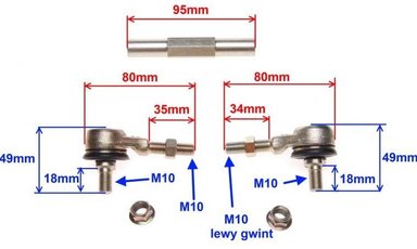 Čepy řízení s tyčí pro ATV125 17cm až 20,5cm verze3