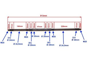Os zadní nápravy 813mm pro ATV 150/200/250ccm verze 2