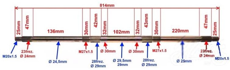 Os zadní nápravy pro ATV 150-200ccm