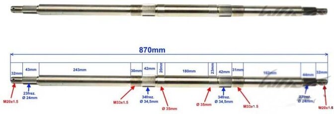 Os zadní nápravy pro ATV Shineray XY250ST-4B