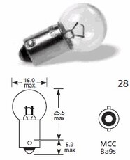 Žárovka 6V 5W BA9S B6251 opto 15x28mm