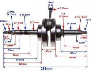 Kliková hřídel pro motor 110cc 125cc 1P52 čtyřkolky ATV automat+zpátečka