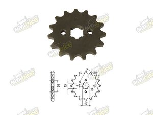 Záběrové kolečko pastorek 420 15zubů 17mm Záběrové kolečko pastorek 420 15zubů 17mm