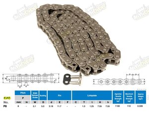 Řetěz minicross 140 článků 112 cm 8P8 T8F