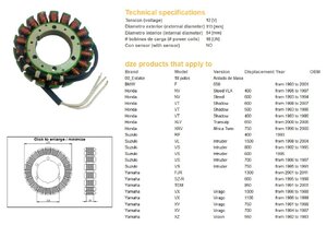 Stator YAMAHA FJR TDM 850 XV750 1100 SUZUKI VL1500 VS 600/700/750/800, HONDA VT XL XRV Stator YAMAHA FJR TDM 850 XV750 1100 SUZUKI VL1500 VS 600/700/750/800, HONDA VT XL XRV