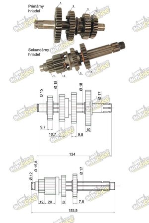 Převodovka YX140 pro motory 1P56 Převodovka YX140 pro motory 1P56