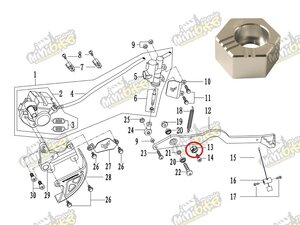 Nastavení dorazu zadního brzdového pedálu pro PisterPro LXR12 46504-X5-100L-F