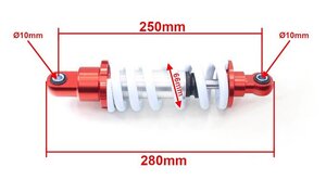Tlumič zadní pro pitbike 250mm nastavitelný 10mm oko