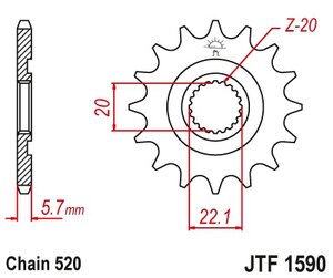 Záběrové kolečko JTF1590 12zubové řetěz 520 Záběrové kolečko JTF1590 12zubové řetěz 520