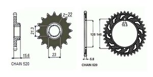 Řetězová sada pro Yamaha XT600 135384537215 Řetězová sada pro Yamaha XT600 135384537215