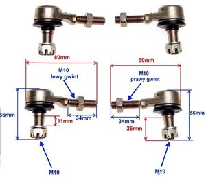 Řídicí čepy s kuželem 11/12mm M10 sada levý+pravý závit Řídicí čepy s kuželem 11/12mm M10 sada levý+pravý závit