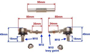 Čepy řízení s tyčí pro ATV125 17cm až 20,5cm verze3 Čepy řízení s tyčí pro ATV125 17cm až 20,5cm verze3