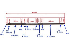 Os zadní nápravy 813mm pro ATV 150/200/250ccm verze 2