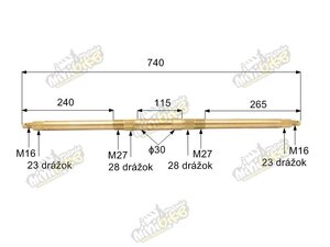 Os zadní nápravy pro čtyřkolky 110-250cc - matice z obou stran