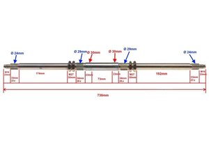 Os zadní nápravy s maticemi pro ATV 150/200ccm 730mm