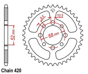 Rozeta 38z 420 pro ATV/Pitbike