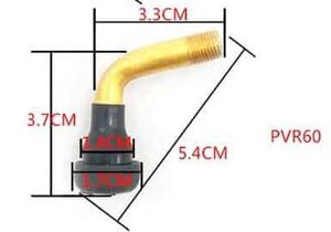 Ventil na disk pro bezdušové pneumatiky na koloběžkách PVR60 zahnutý Ventil na disk pro bezdušové pneumatiky na koloběžkách PVR60 zahnutý