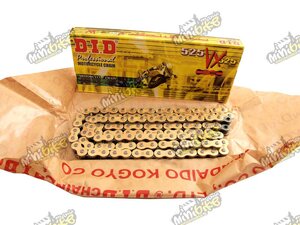 Řetěz 525VX 124 článků DID X-Ring motocyklový řetěz Gold&Black Řetěz 525VX 124 článků DID X-Ring motocyklový řetěz Gold&Black