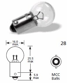 Žárovka 6V 5W BA9S B6251 opto 15x28mm